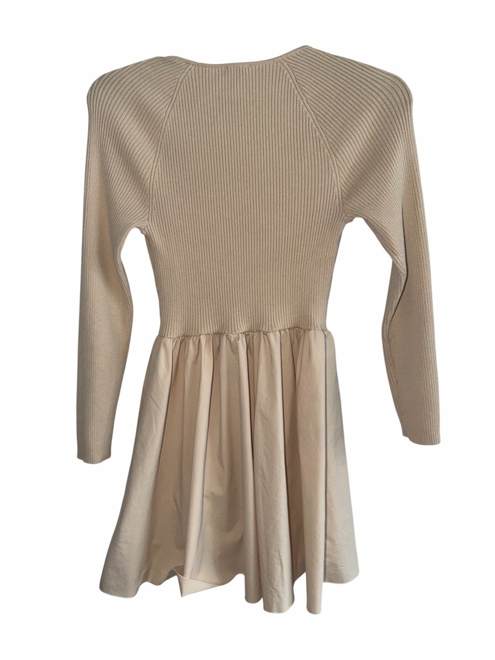 Express Ribbed Knit Scoop-Neck Dress in Ivory Size M - Picture 4 of 9